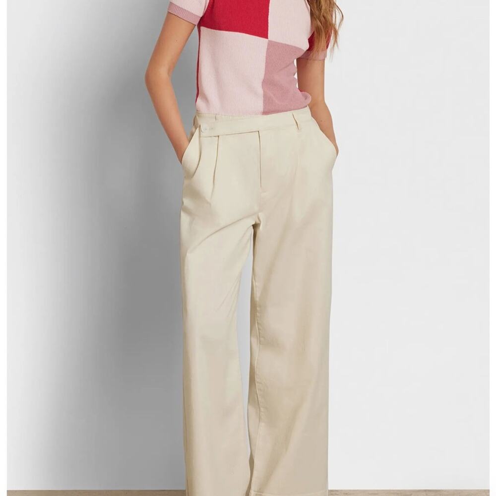 Circus NY Sam Edelman Wide Leg‎ Trousers Sz 30 Beige Slouchy NWT Chic Casual